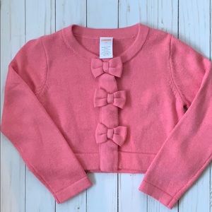 Girls Gymboree pink bow button down sweater